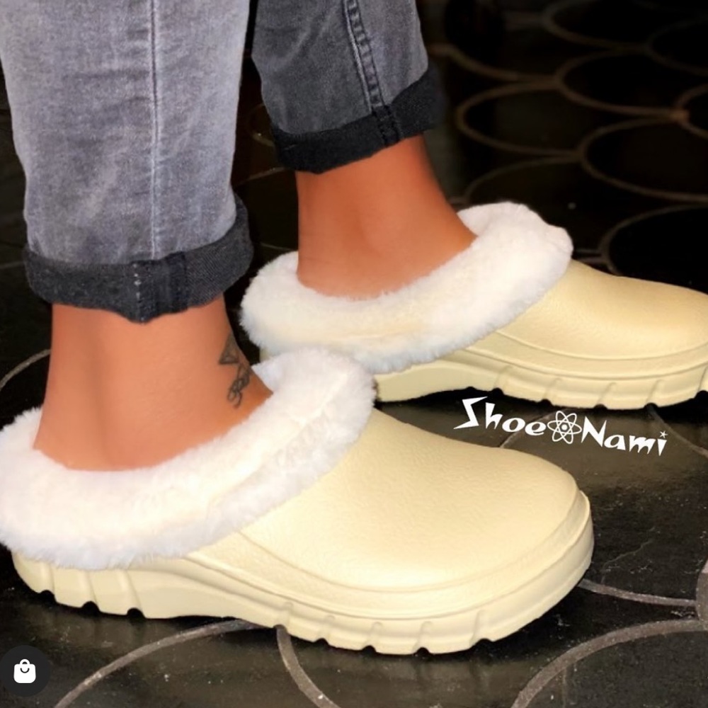 Lemonade Cream Fur Clog